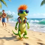 Gekko_walking_on_beach