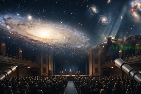 The Great Debate of 1920 in astronomy set against the historic Baird Auditorium in Washington